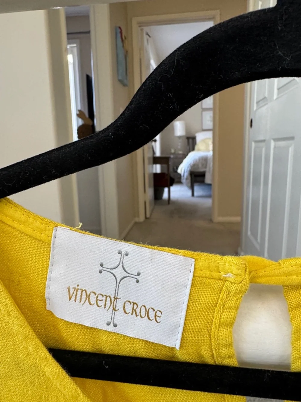 Relaxed Yellow Linen Midi Dress with Pockets - Picture 3 of 8